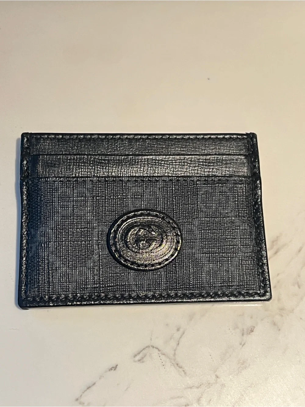 GUCCI Interlocking GG Supreme PVC Leather Black Card Case w/ Box
